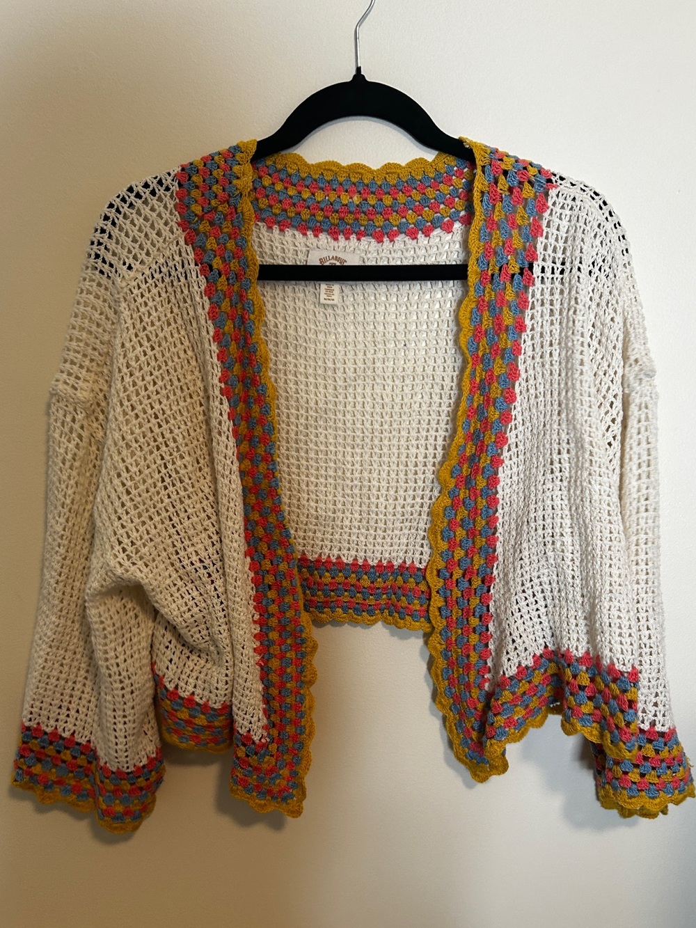 Rare Billabong x Wrangler Multicolor Crochet Cardigan